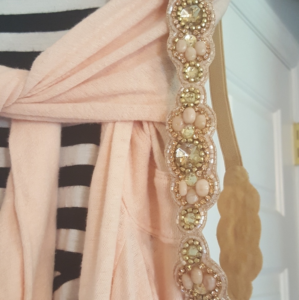 Gold and blush pink embellished belt